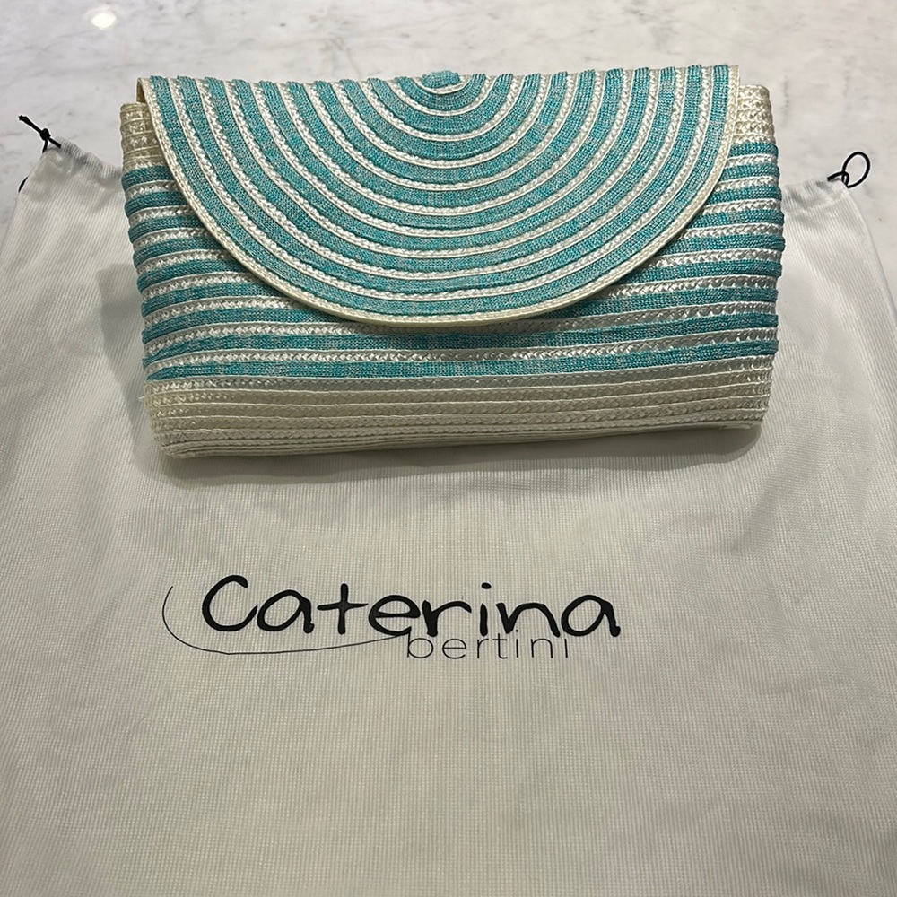 Catering Bertini Clutch turquoise and white NWT